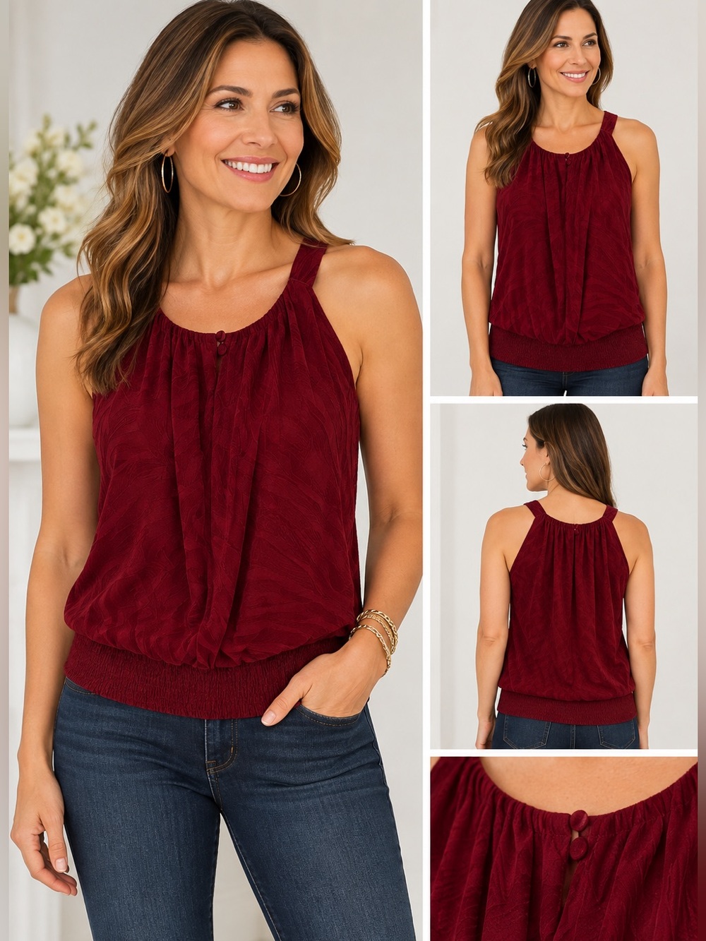 White House Black Market Velvet Tank with Ribbed Waist size 10